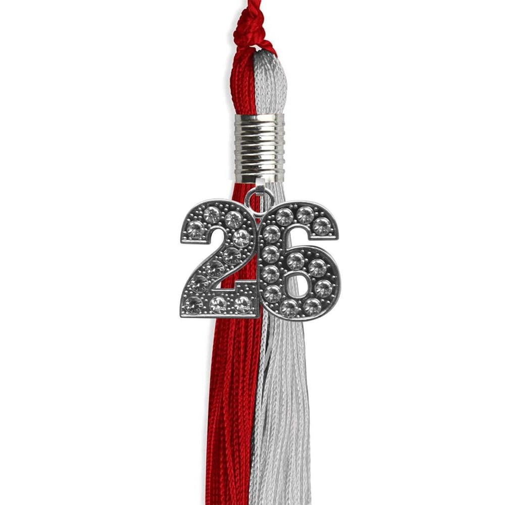 Endea Graduation Red/Grey Tassel With Silver Date Drop