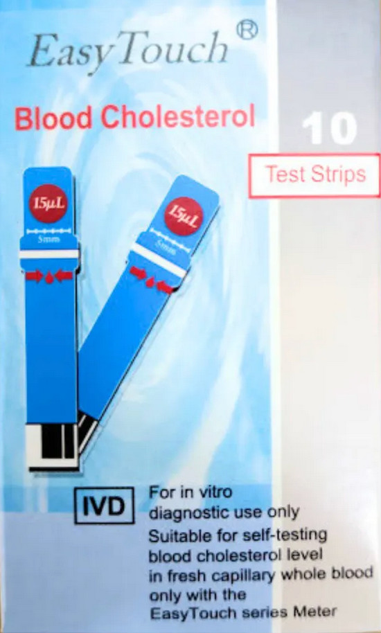 Original New Easy Touch Test Strips For Cholesterol Level Check - 10 Test Strips
