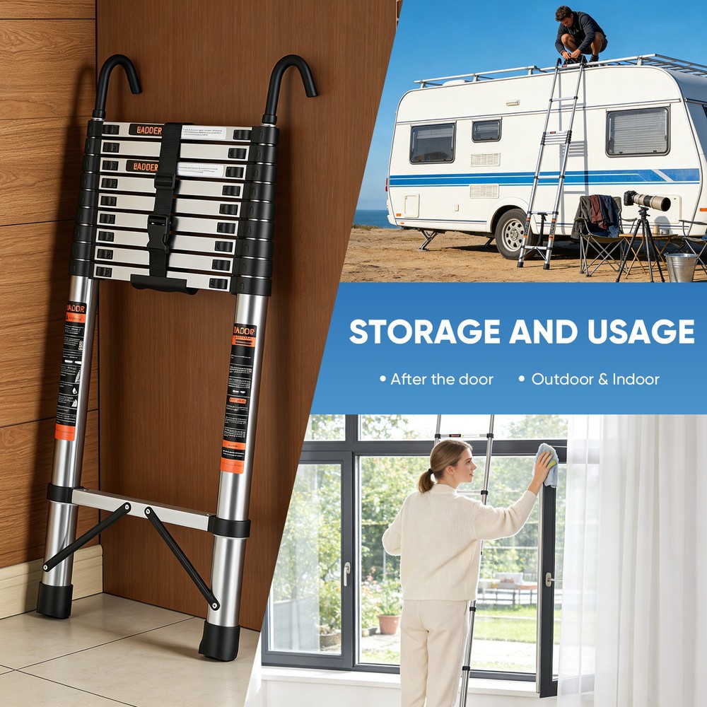 Telescoping Ladder 12.5 FT A Frame, Extension Multi-Purpose with Balance