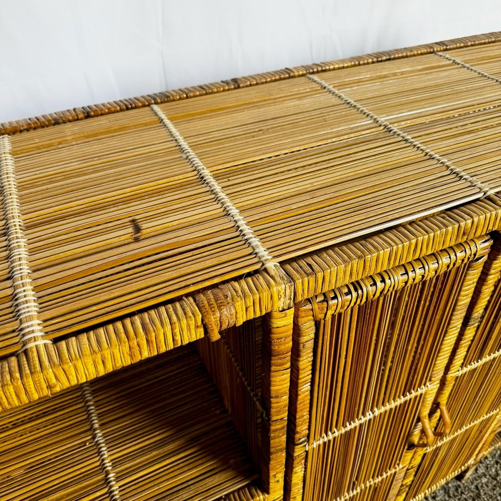 Boho Chic Wicker Wrapped Credenza