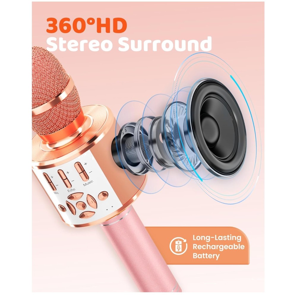 Bluetooth Karaoke Microphone with LED Lights