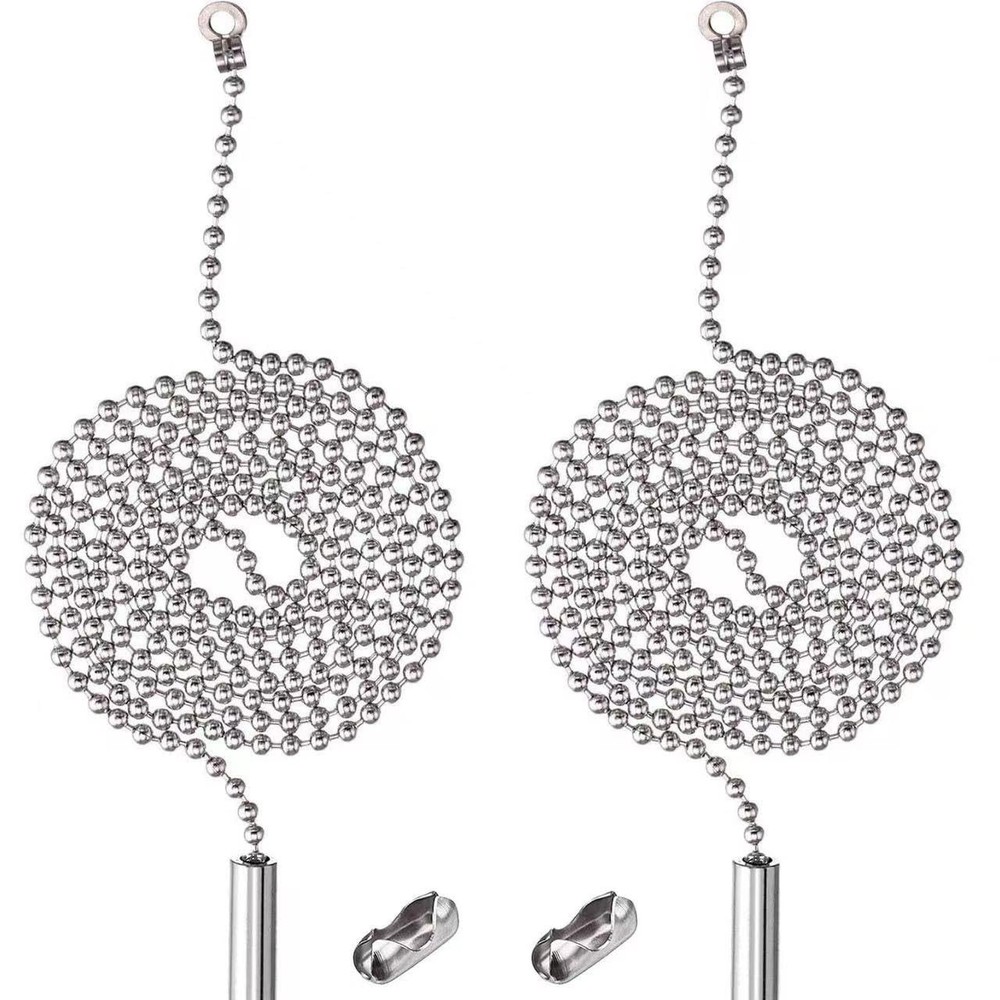 2 Pack Pull Chain String Extension with Connector for Ceiling Fan Silver