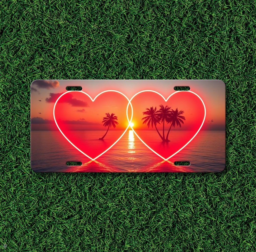 Custom Twin Hearts Graphic Personalized Name License Plate Personalized Front Pl