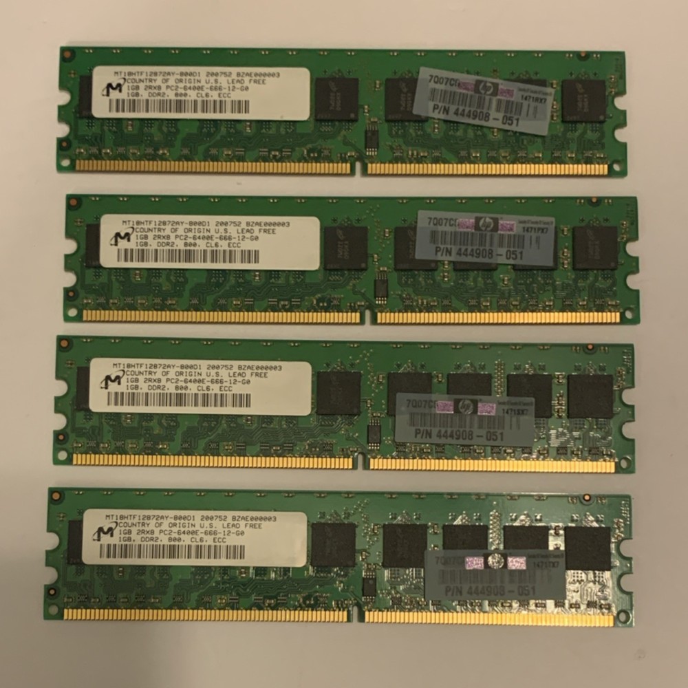 Micron 4GB (4x1GB) DDR2 ECC DIMM PC2-6400E Server Memory MT18HTF12872AY-800E1