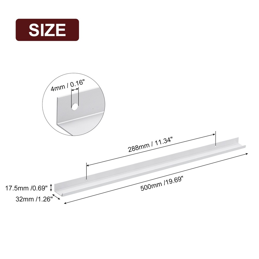 Cabinet Edge Finger Pull, 4pcs 500mm / 19.69" Hidden Cabinet Pulls, Silver