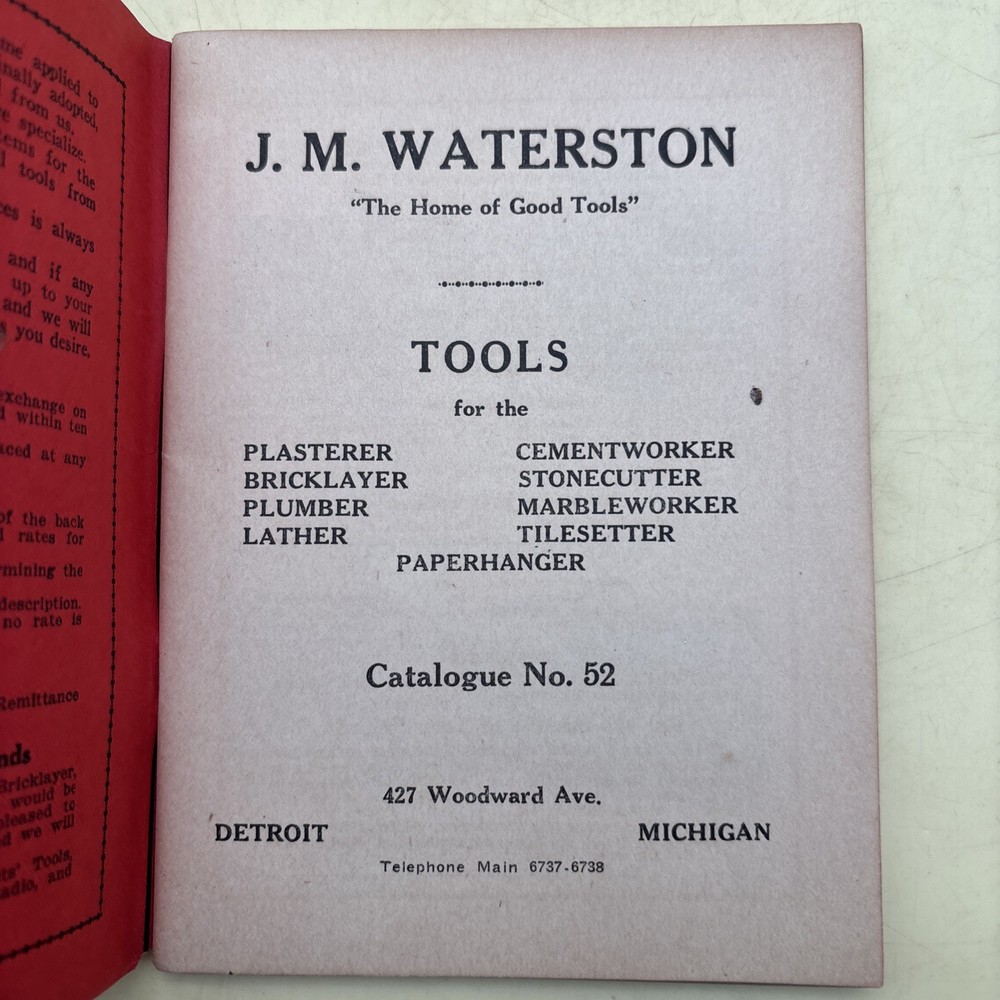 J. M. Waterson Tools Catalog No 52