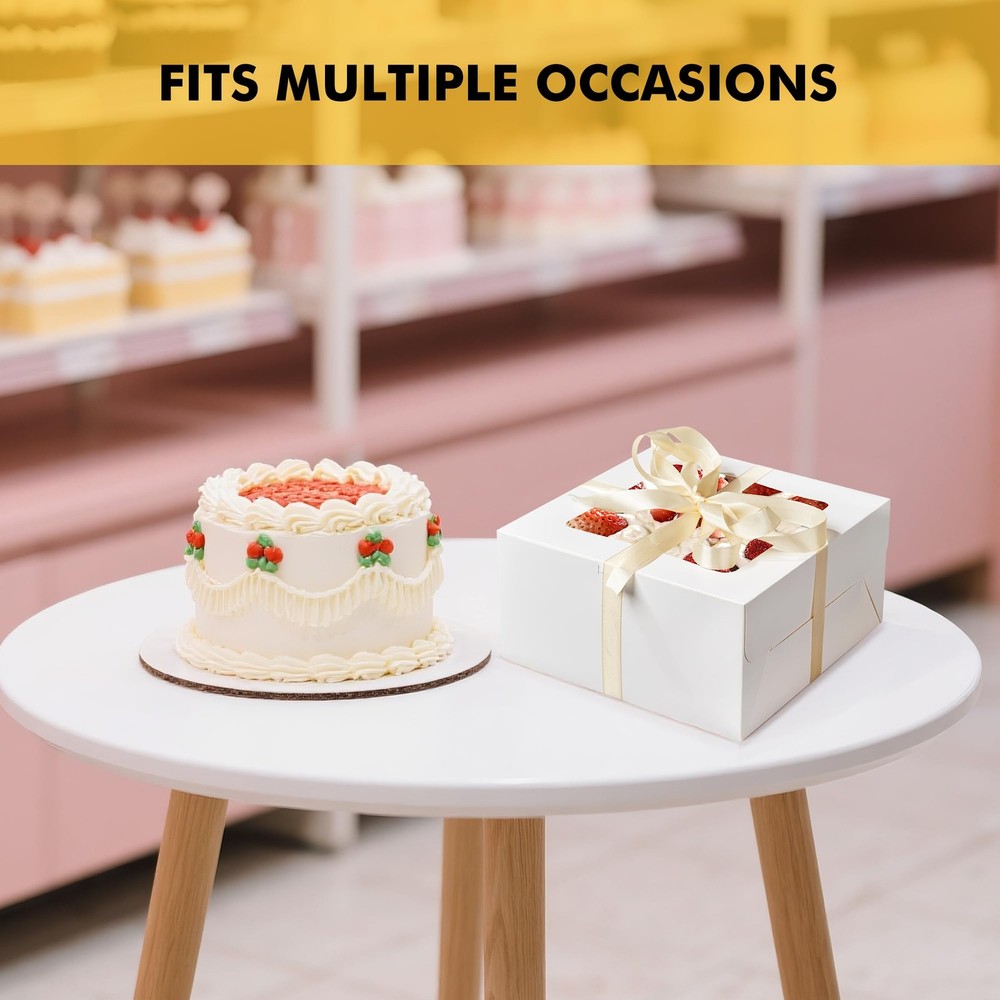 24pcs Cake Boxes with Window 10x10x5 Inches White Bakery Boxes Cookie Dessert...
