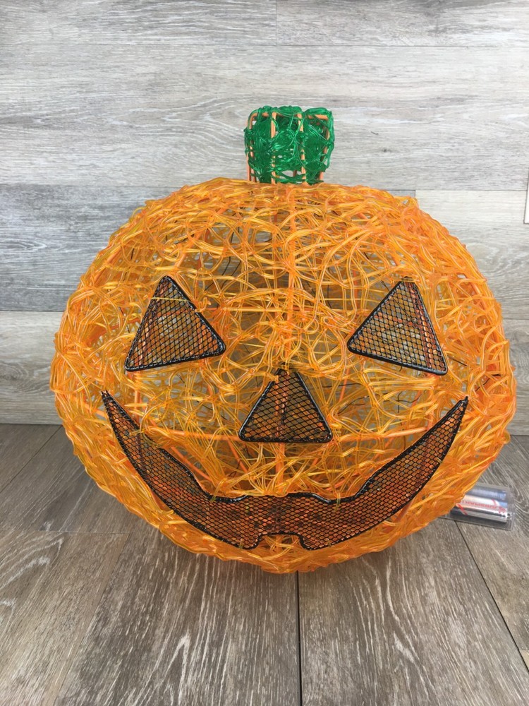 Halloween Pumpkin Jack-O-Lantern Rubber Spaghetti String Wire Frame Lighted