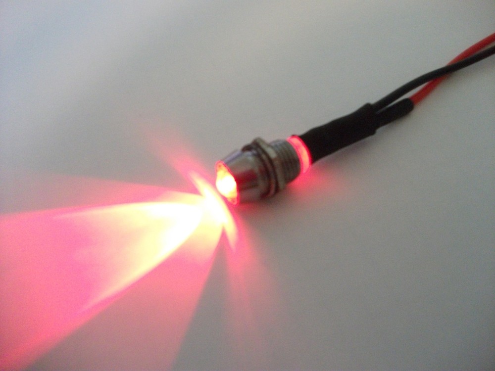 2x FLASHING RED LED 12V WITH CHROME BEZEL