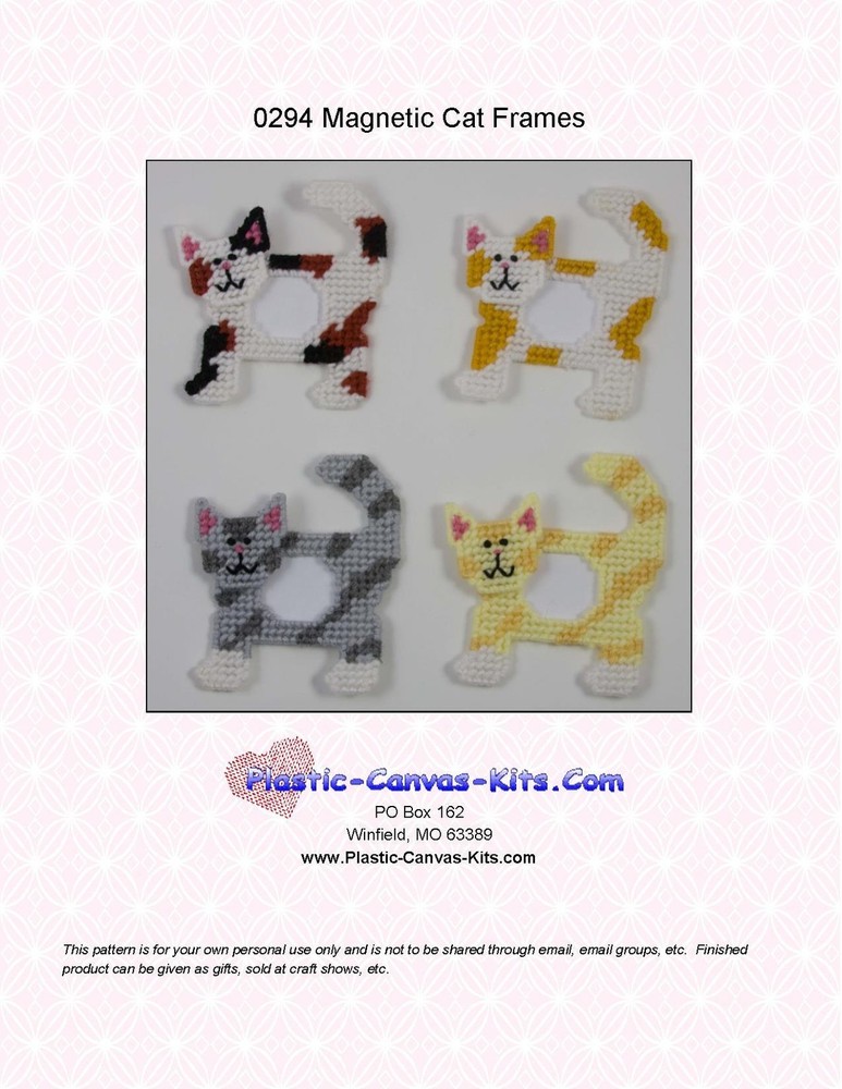 Cat  Magnetic Picture Frames- Plastic Canvas Pattern or Kit