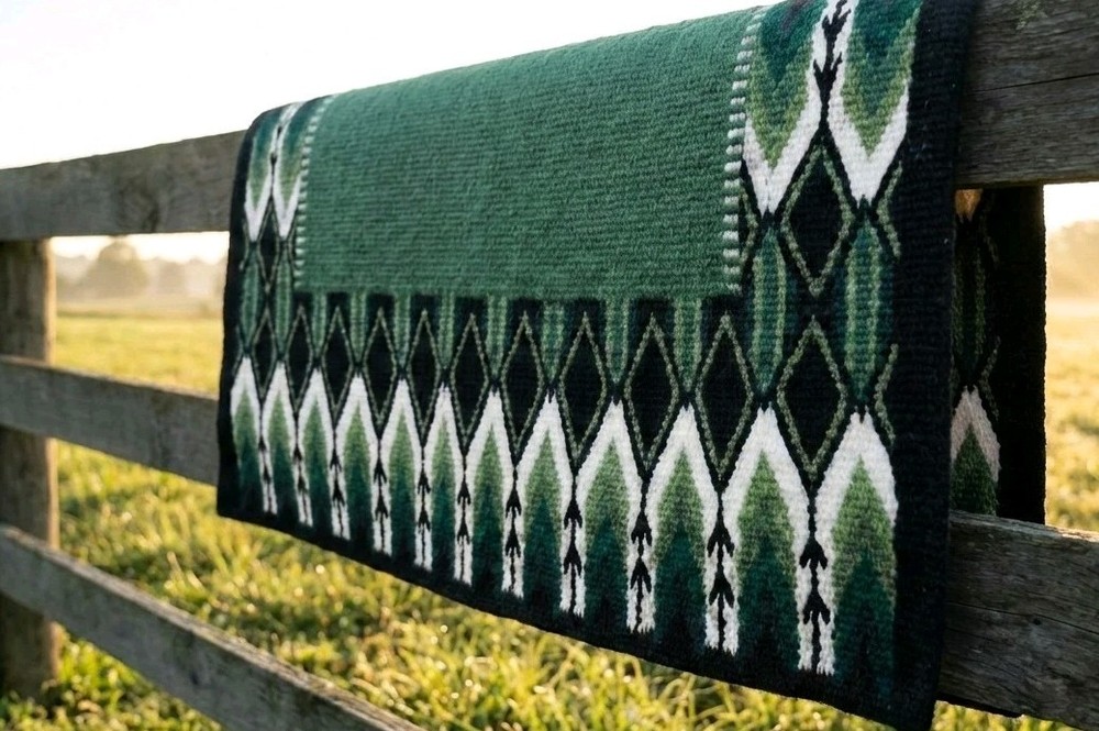 ranch saddle pad Green White Black 34×38 and Other Sizes