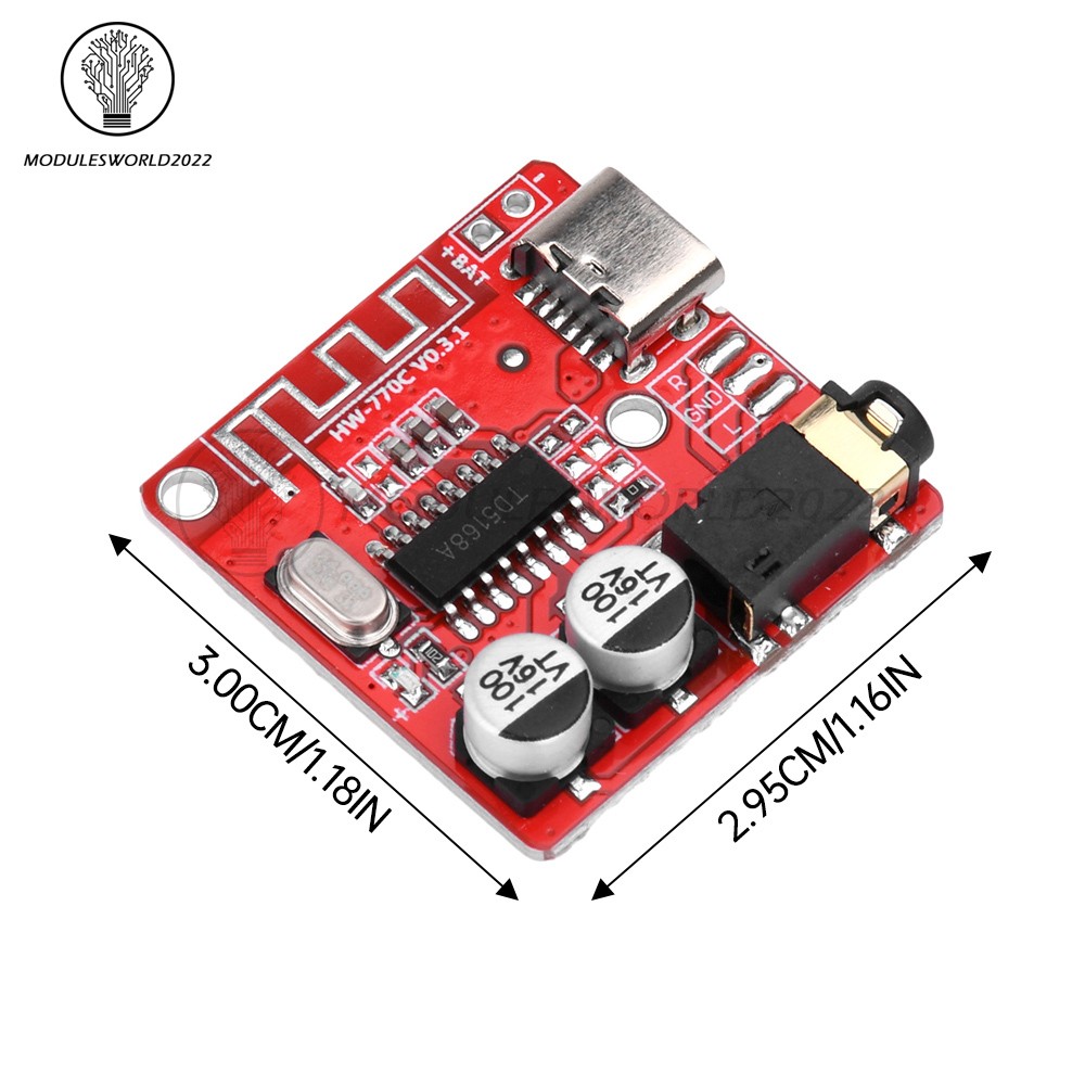 5pcs 3.7-5V Type-c Mini Bluetooth Audio Decoder Board MP3 Audio Receiver Module