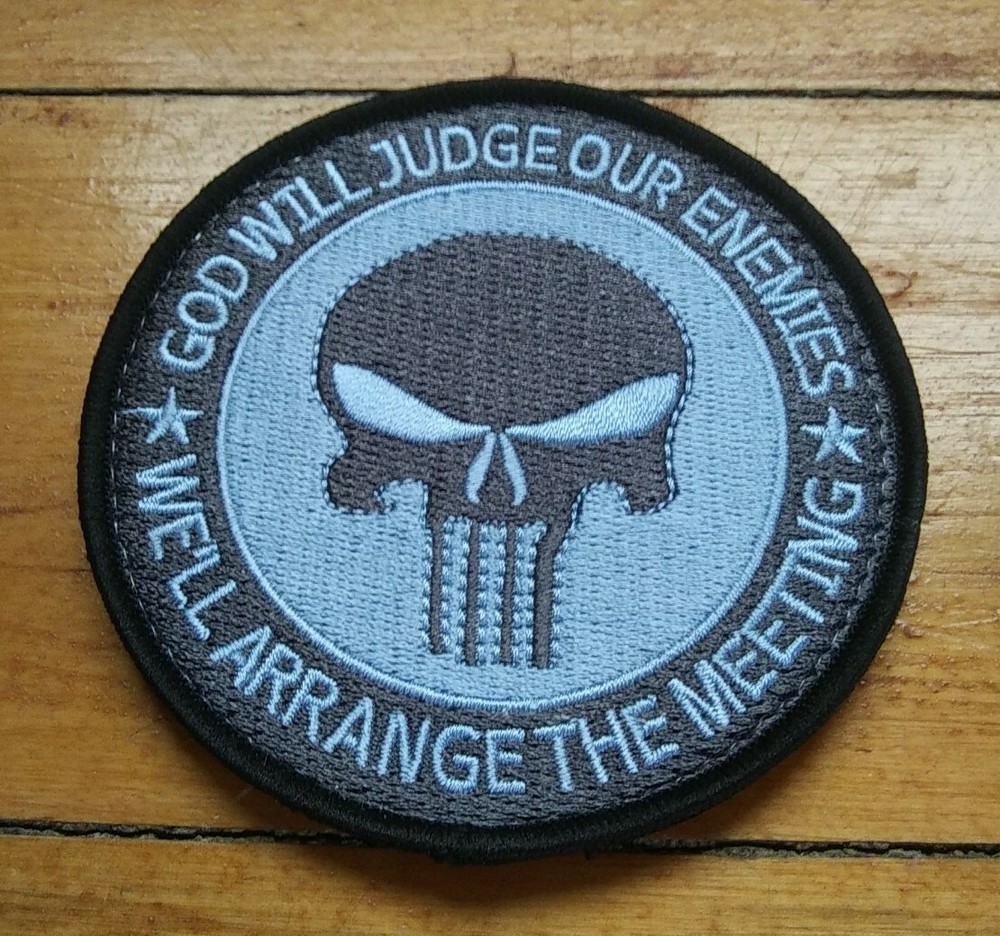 SKULL "GOD WILL JUDGE" SERE Special Operations MILITARY hook & loop PATCH