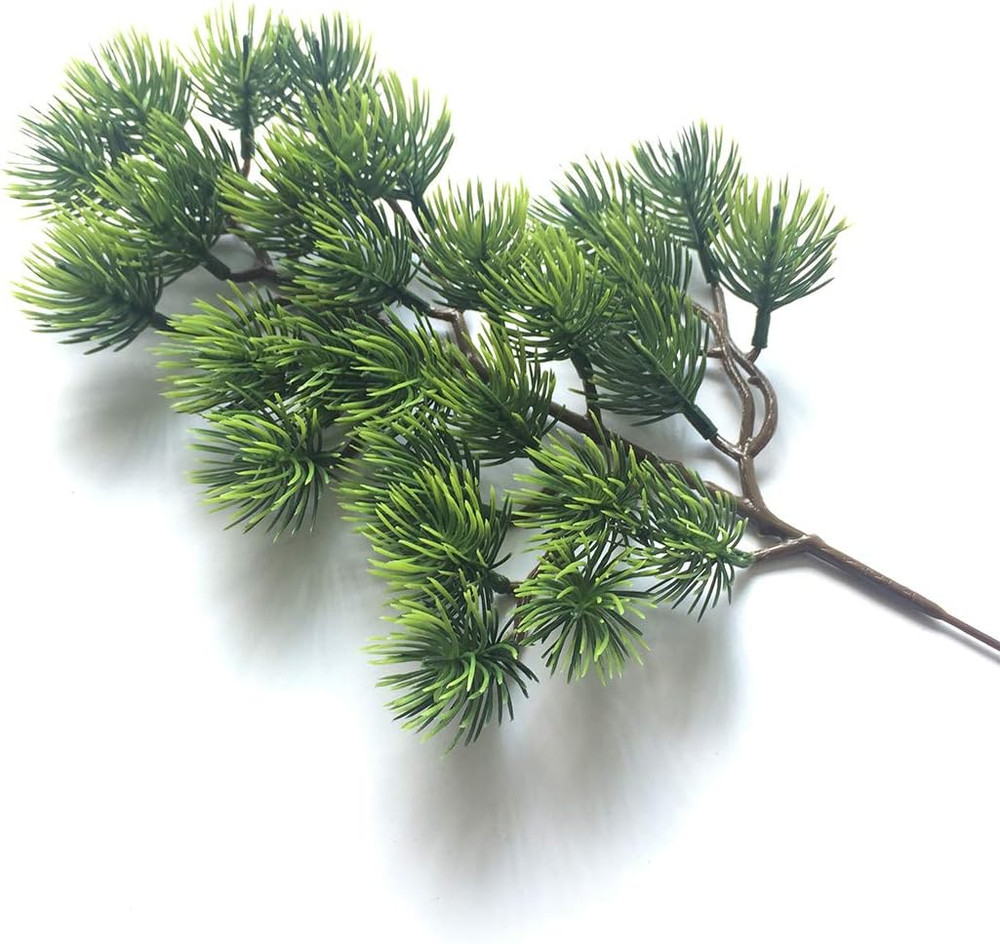2pcs Artificial Pine Branches Plastic Pine Branch Accessories for Christmas DIY
