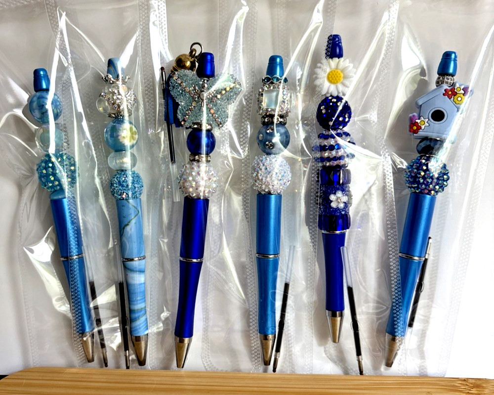 6 Handcrafted FANCY Beaded Pens