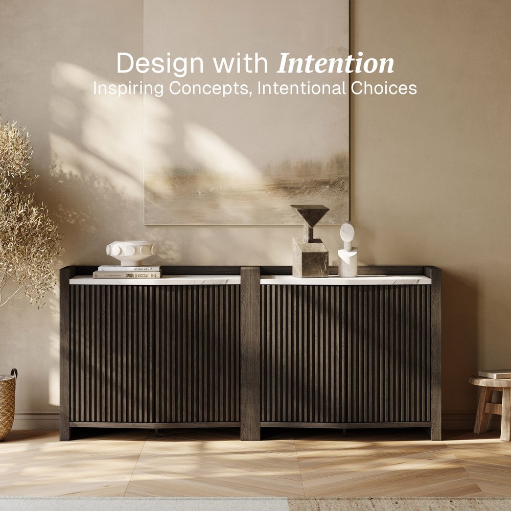 35 Inch Sideboard Buffet Cabinet with Storage, Ebony