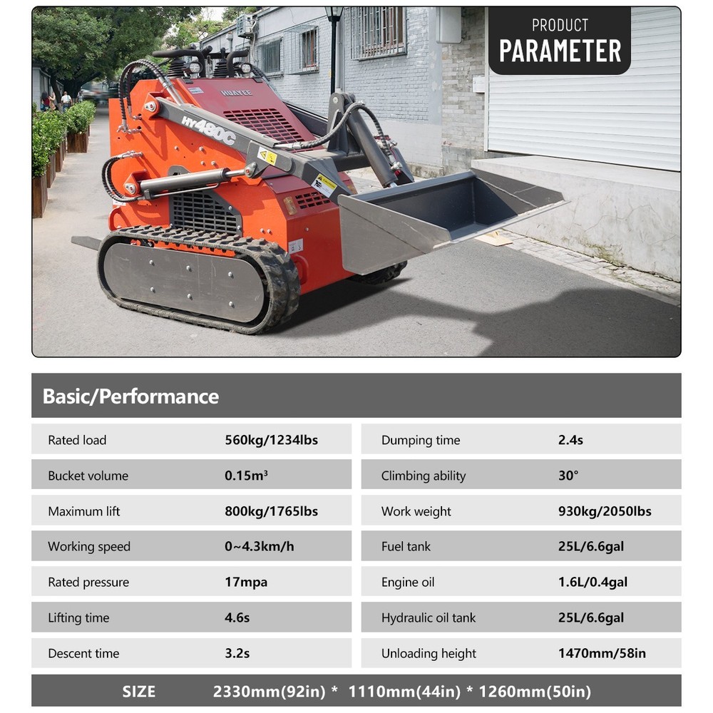 HY480C+Bulldozer FREE SHIP/unloading Mini Skid Steer Loader 23HP EPA Engine