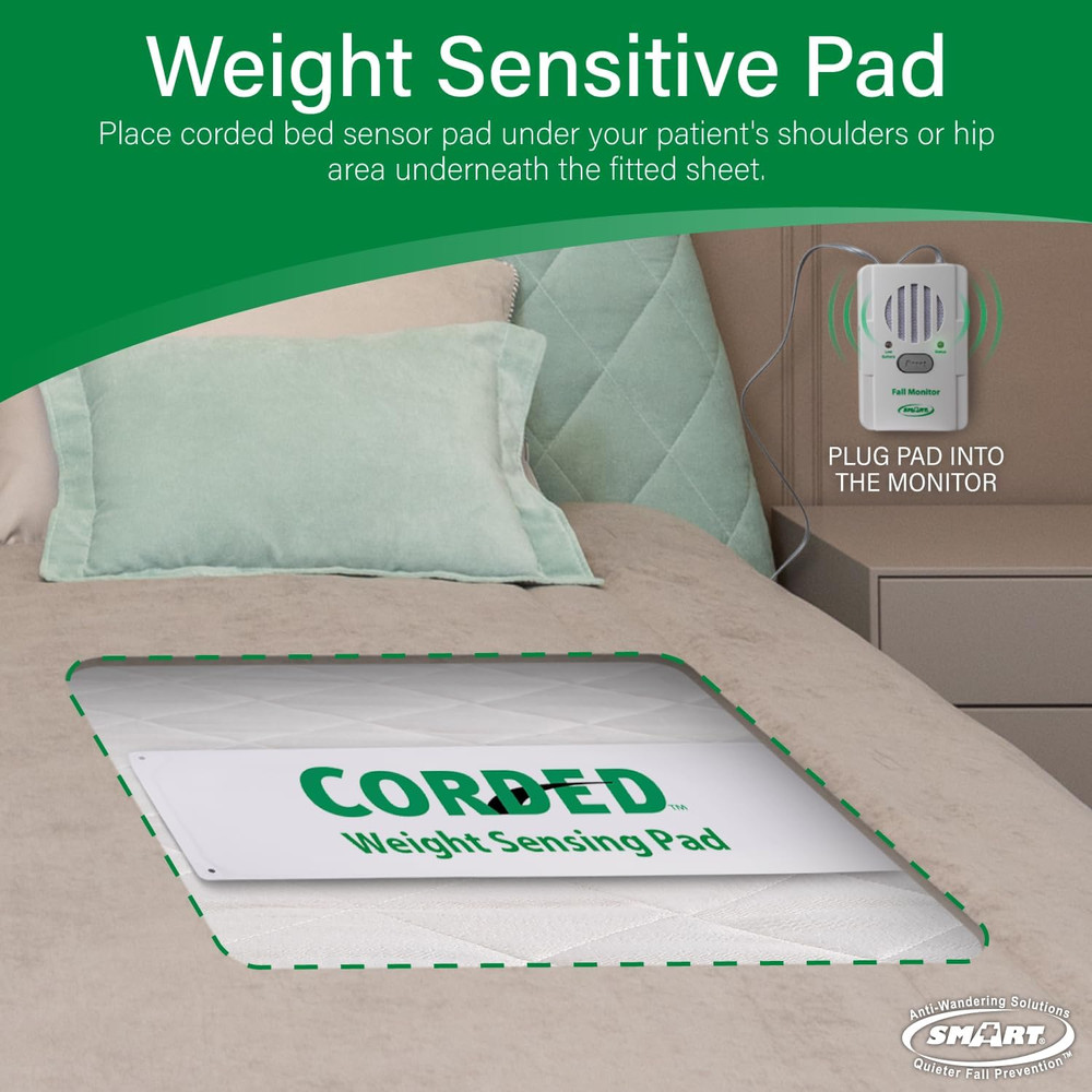 Elderly Bed Exit Alert - Fall Prevention Alarm with Weight Sensing Pad