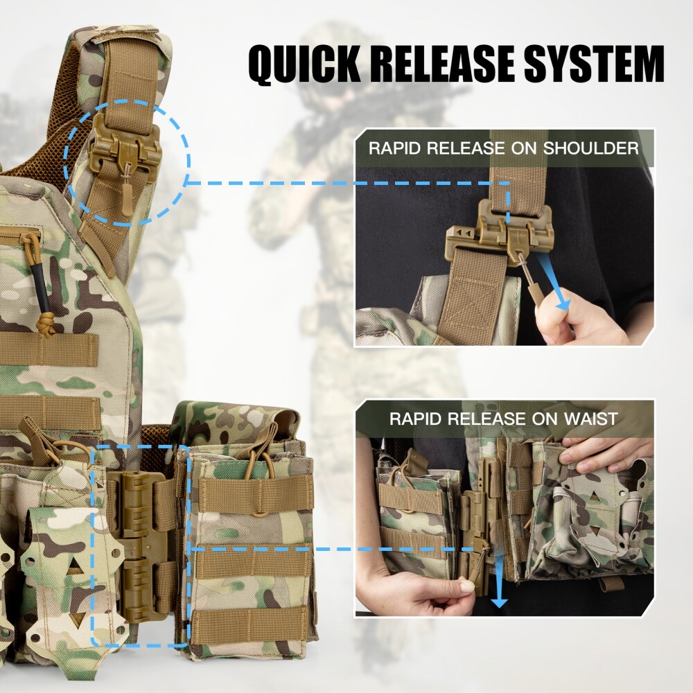 Combat Ready Weight Vest, Quick Access Pockets, Breathable Mesh, Adjustable