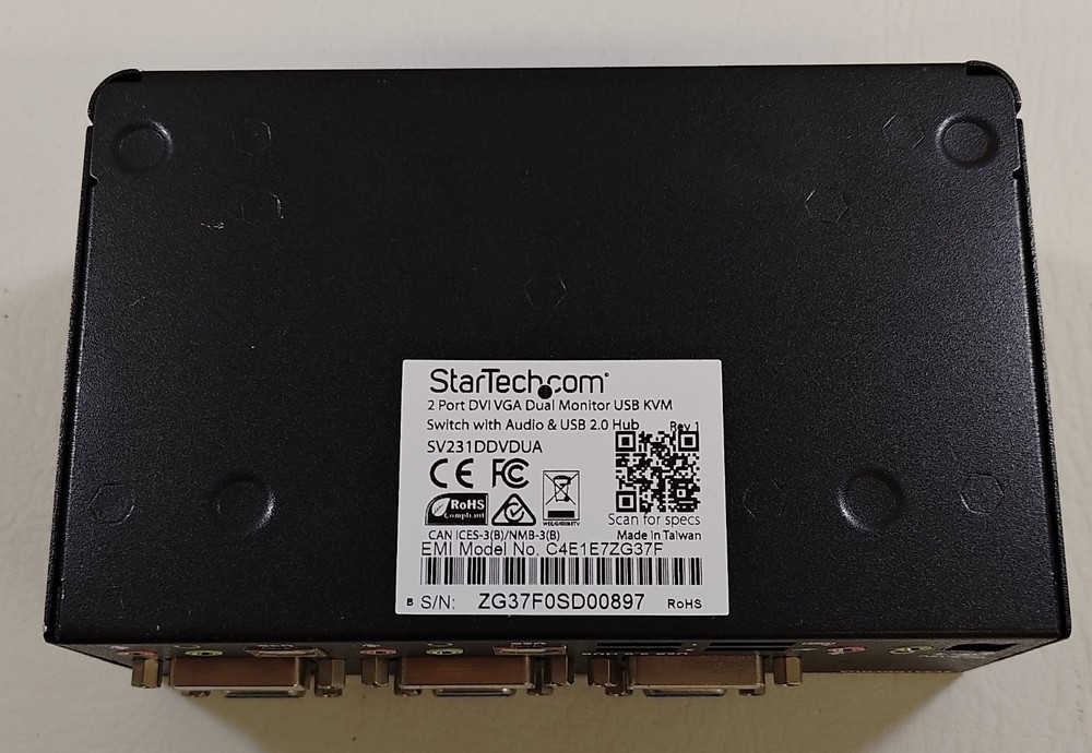 StarTech SV231DPDDUA 2-Port Dual DisplayPort USB KVM Switch Audio USB w/Power AC
