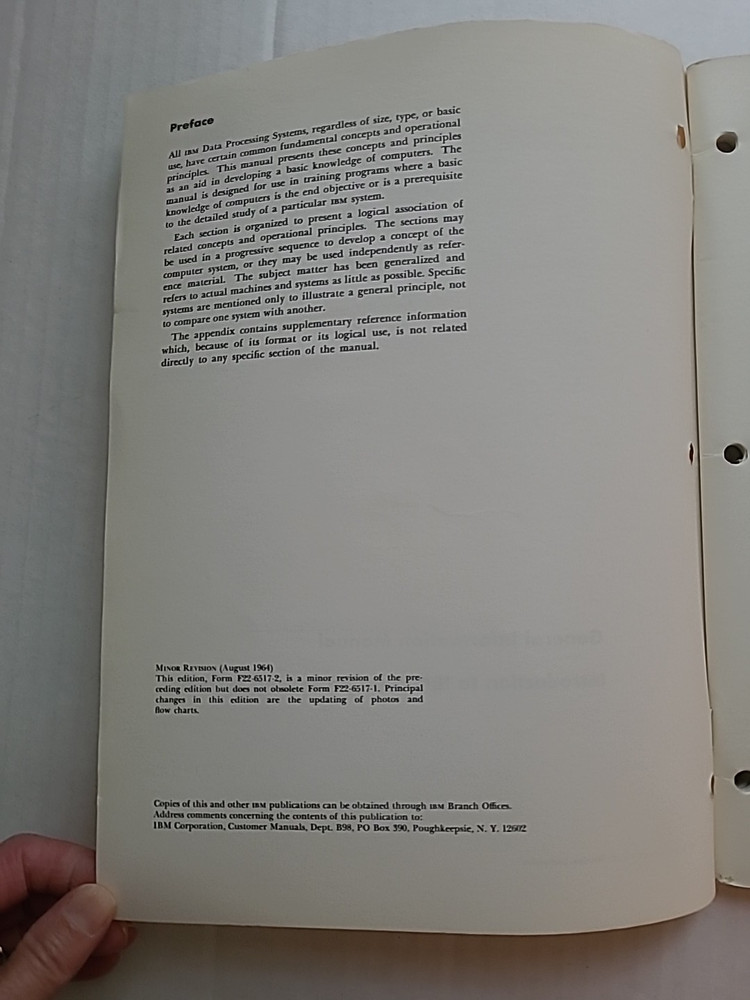 IBM General Information Manual Introduction to IBM Data Processing Systems 8/64