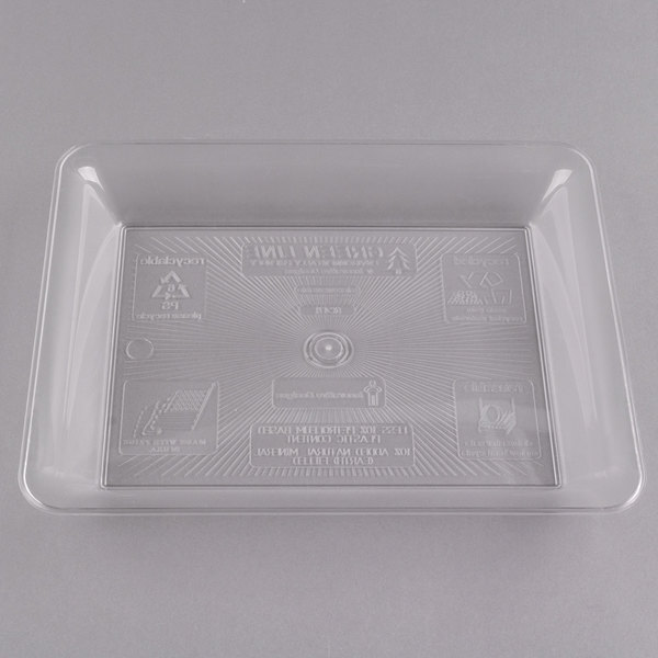 Fineline RC471.CL, 10" x 8" Clear Plastic Rectangular Cater Tray - 25/Case