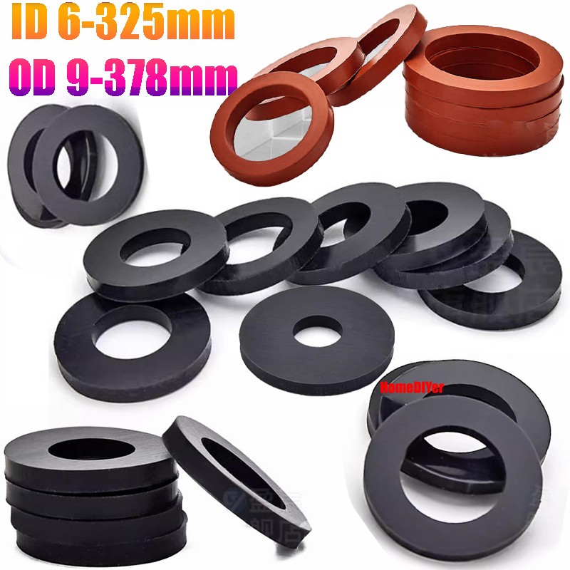 Fluorine Rubber Flange Gasket Pipe Seal Washer ID 6-325mm OD 9-378mm Thick 2-8mm