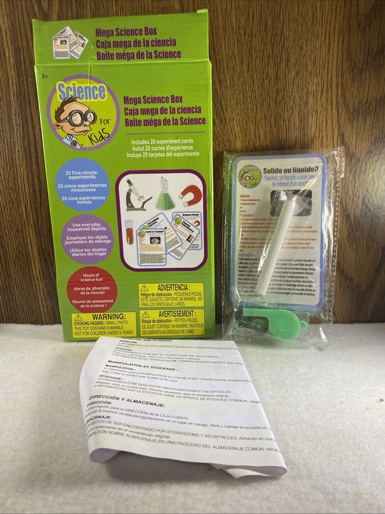 Science For Kids Mega Science Box. 24 PC, 20- 5 Min Experiments. READ.