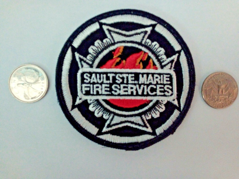 Vintage Sault Ste. Marie Fire Services Silver Patch Badge Crest