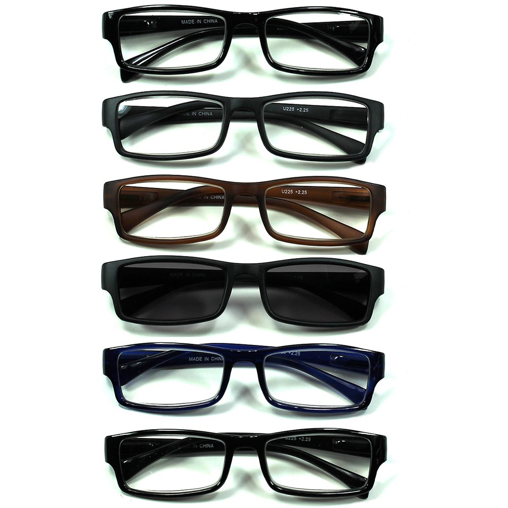 6-pack Spring Hinges Reading Glasses Unisex (5+1 Sunglasses Reader)