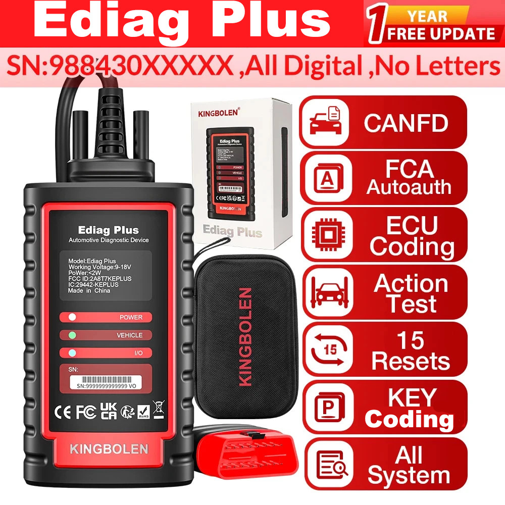 2026 KINGBOLEN Ediag Plus Bluetooth Scanner Car Diagnostic Tool Key ECU Coding