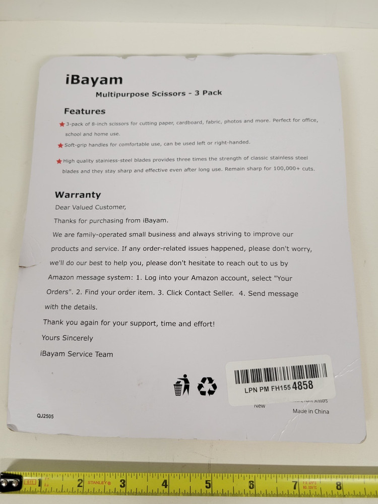 iBayam 8" Multipurpose Scissors 3 Pack