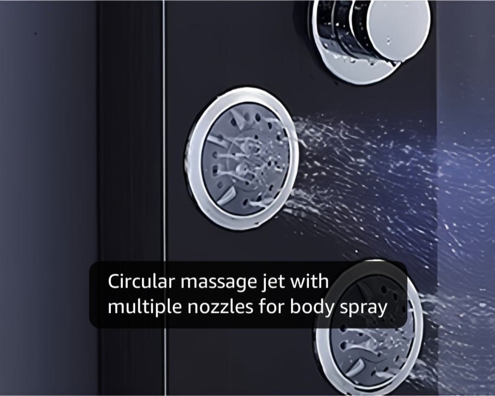 Shower Panel Tower led Black / Chrome 4 Jet, Rainfall, Handheld, 6 Function