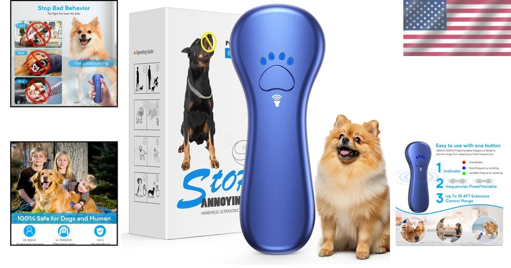 Effective 16.4 Ft Ultrasonic Bark Control Device - Gentle Dog Training Solution