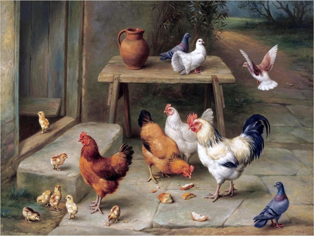 Farmyard Rooster Hens Accent Tile Mural Kitchen Wall Backsplash Marble Ceramic