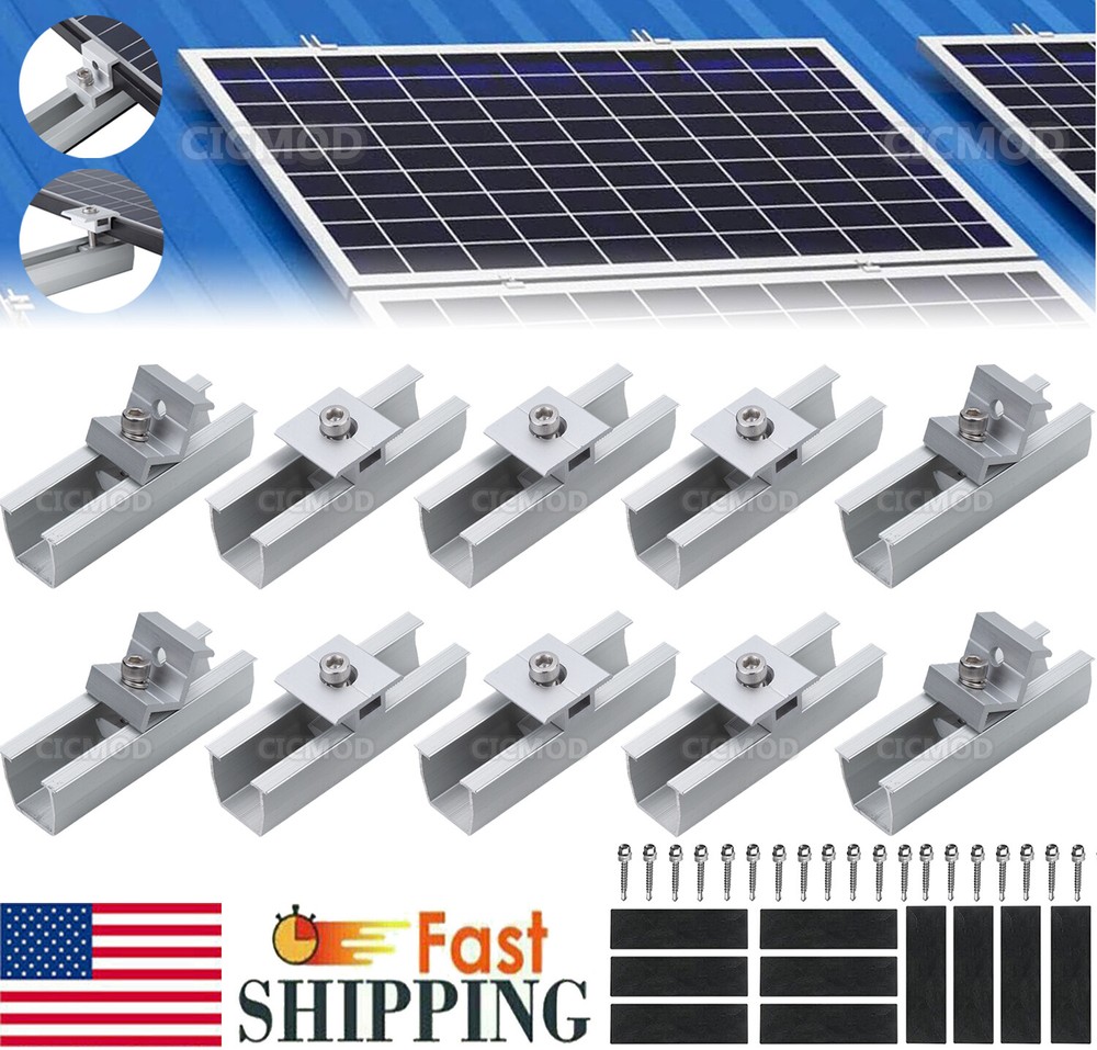 Solar Panel Mounting Brackets Kit Fixing Clamp Set System for 1-4x Solar Panels