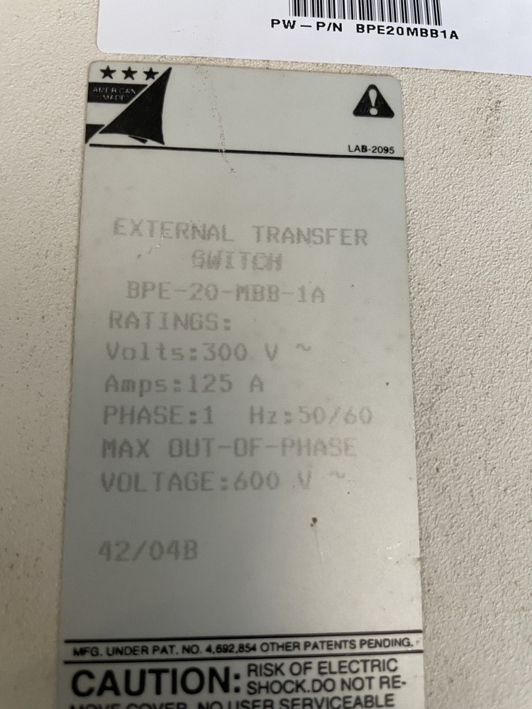 External Transfer Switch BPE-20-MBB-1A