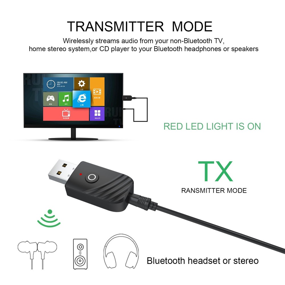 DC5V Wireless USB Bluetooth Audio PC TV Car Transmitter Receiver Adapter Dock A