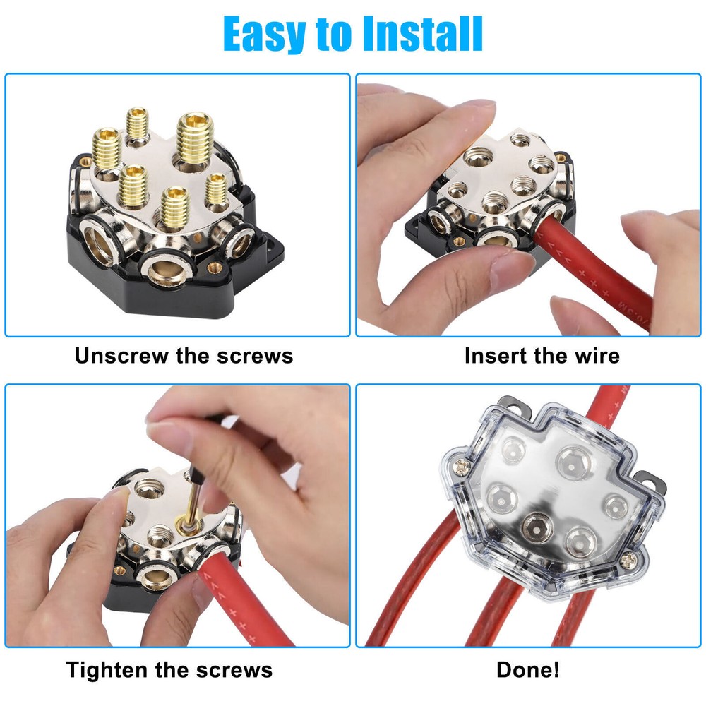 High Quality Car Audio System Distribution Block 0 Gauge Input 5 Outlets