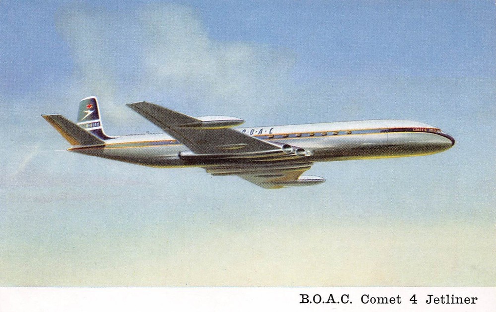 Airline Postcard       B.O.A.C. Comet 4 Jetliner