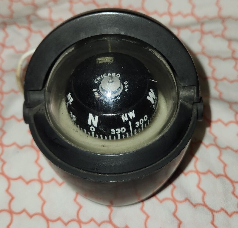 Vintage Airguide Boat Compass Chicago Marine Back Lighted Untested