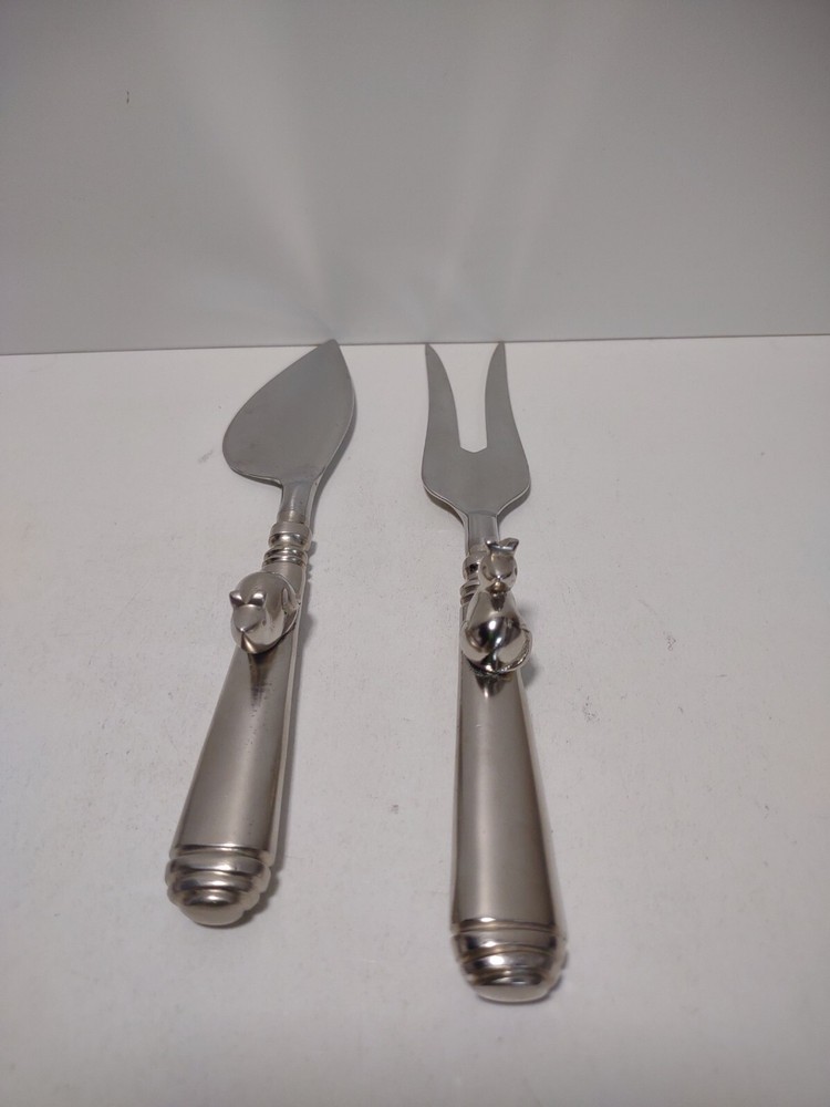 Unique Cheese Fork & Knife Set Chrome Heavy