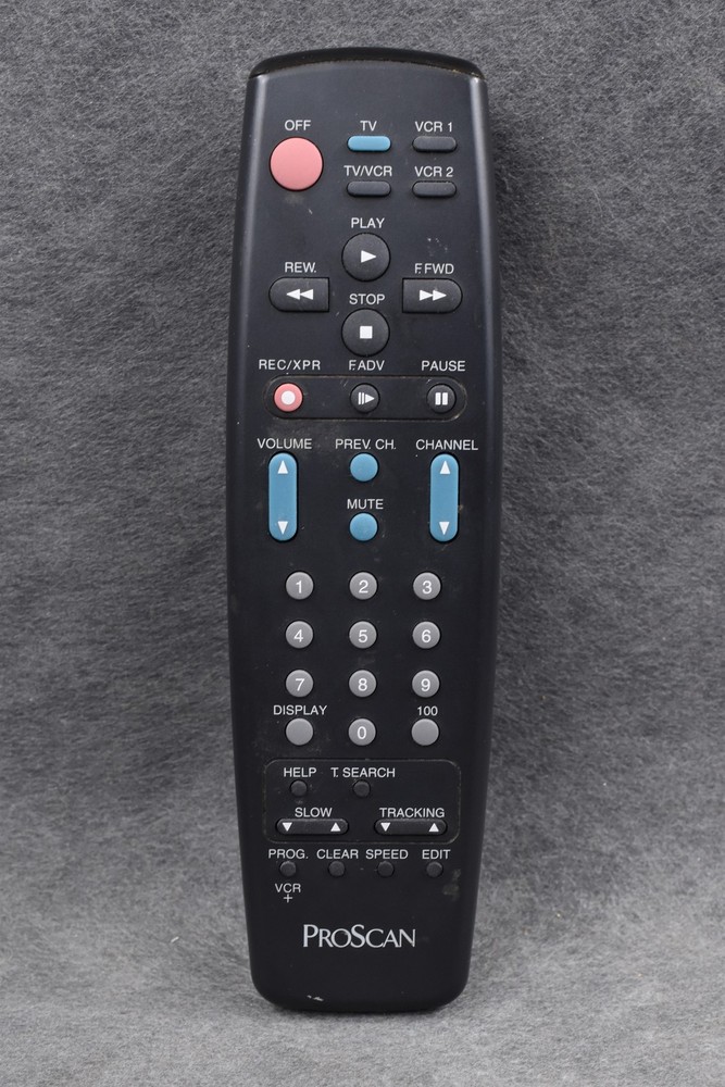 ProScan TV VCR Combo Remote Control Tested Works Black Replacement