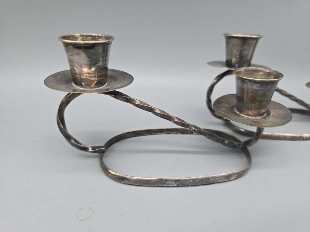 Vintage Modern Silver Plate Candelabra Pair