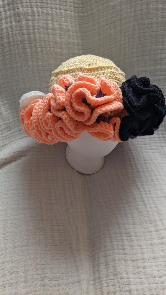 Hand Crocheted Extra Large Ruffle Hat
