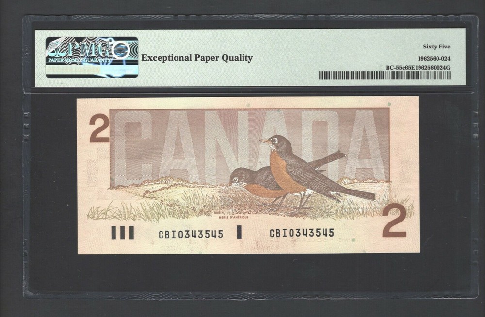 Canada 2 Dollars 1986 BC-55c Uncirculated Graded 65