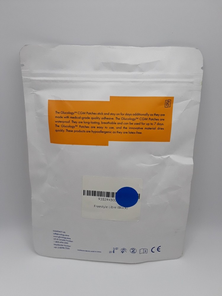 Glucology Libre CGM Patch Adhesive & Waterproof 25 Pack Black