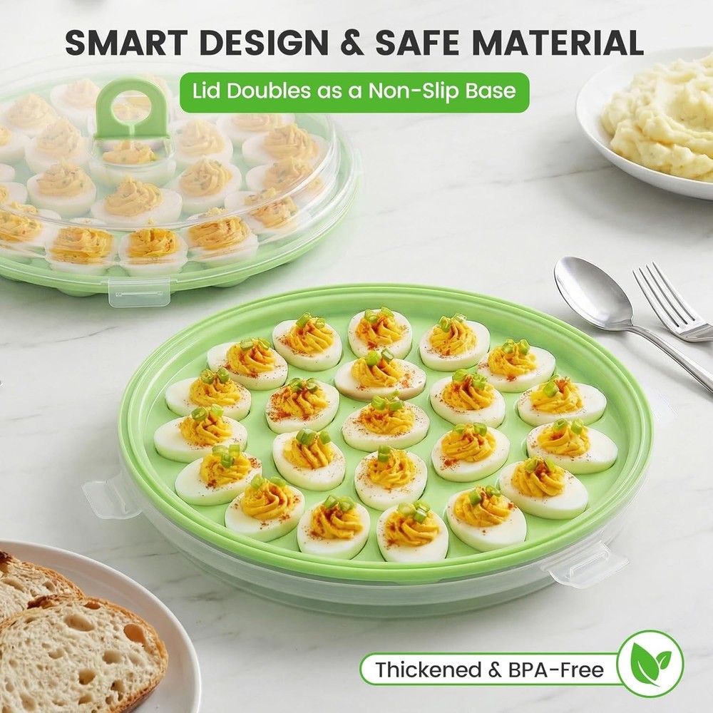 Deviled Egg Carrier Tray with Lid 66 Slots