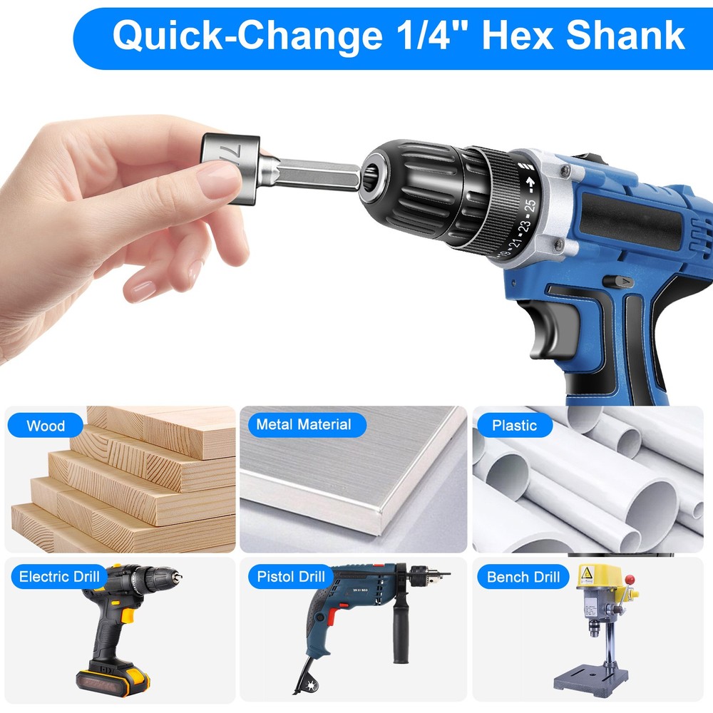 23pcs Power Nut Driver Drill Bit Set Socket Bit Adapter Metric & SAE Socket