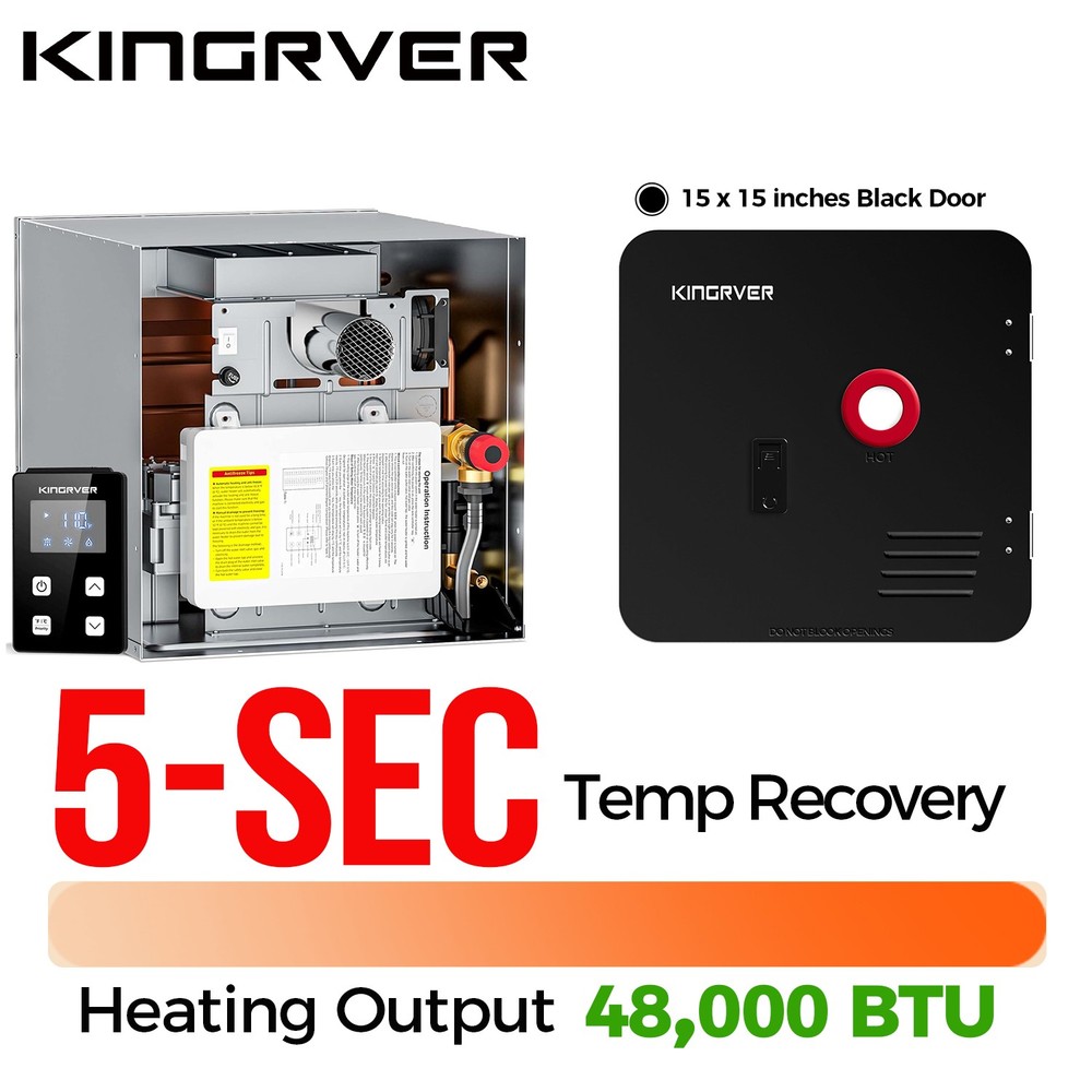 RV Tankless Water Heater Propane 2.5GPM 48000BTU Instant Hot Water W/ 15*15 Door